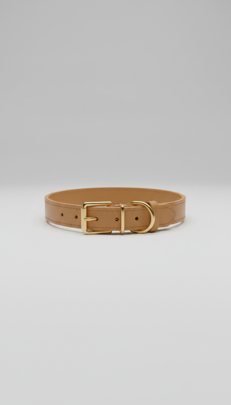 Leather Collar With Brass Buckle